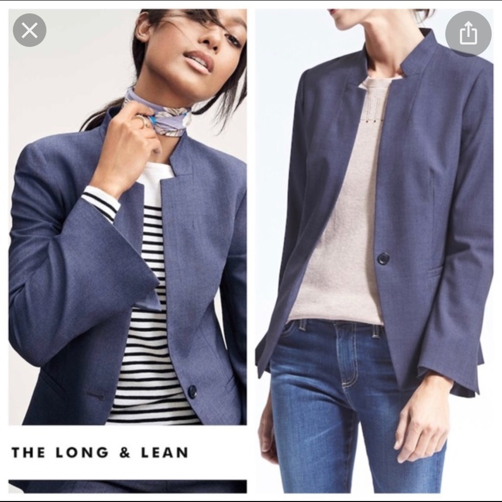 Banana Republic Long and Lean Blue Blazer sz 6